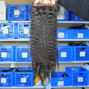 Natural Color Kinky Straight Malaysian Virgin Hair Free Part Lace Closure 4x4inches 