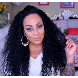 250% High Density Full Lace Human Hair Wig Loose Curly Glueless Lace Front Wig