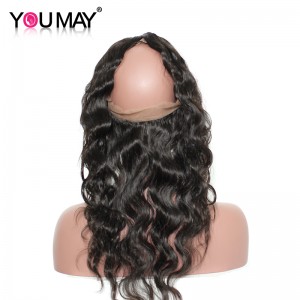 Body Wave 360 Lace Virgin Hair 360 Lace Frontal Closure With Baby hair 22.5*4.2