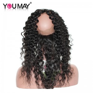 Deep Wave 360 Lace Frontal Closure Pre Plucked Natural Hairline 22.5*4*2