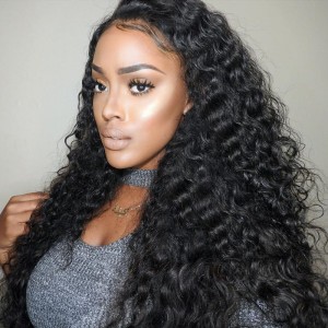 250% Density Wig Pre-Plucked Deep Wave Brazilian Lace Wigs with Baby Hair for Black Women Natural Hair Line