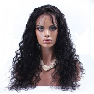 Loose Wave Peruvian Virgin Human Hair Glueless Full Lace Wigs Natural Color