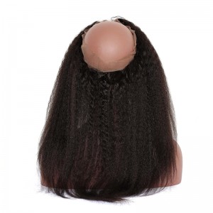 You May 360 Lace Fronal Band Brazilian Virgin Hair Kinky Straight Natural Hairline 22.5*4*2