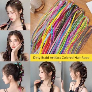 YOU MAY /10pcs 60CM Colorful Knitting Hip Hop Children's Ribbons Hair Rope Girls Women Gradient Color Braid DIY Ponytail Hair Accessories