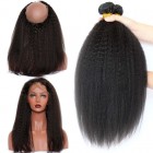 You May 360 Lace Frontal Band with Cap Kinky Straight Brazilian Virgin Hair Lace Frontals With Two Bundles