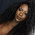 You May 72H Delivery Natural Color Kinky Curly Brazilian Virgin Hair Lace Front Human Hair Wigs