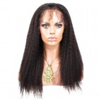 You May Natural Color Kinky Straight Peruvian Virgin Human Hair Full Lace Wigs