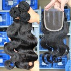 You May Malaysian Virgin Hair Body Wave Middle Part Lace Closure with 3pcs Weaves
