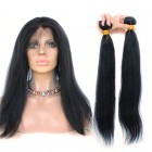 You May Brazilian Virgin Hair Yaki Straight 360 Lace Frontal Band Natural Hairline With Two Bundles