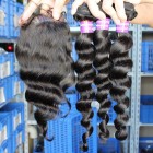 You May Indian Virgin Hair Loose Wave Middle Part Lace Closure with 3pcs Weaves