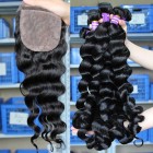 You May Mongolian Virgin Hair Loose Wave 4X4inches Three Part Silk Base Closure with 3pcs Weaves