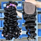 You May European Virgin Hair Loose Wave 4X4inches Three Part Silk Base Closure with 3pcs Weaves