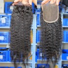 You May Natural Color Kinky Straight European Virgin Hair Free Part Lace Closure 4x4inches 