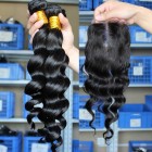 You May Indian Remy Hair Loose Wave Middle Part Lace Closure with 3pcs Weaves