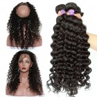 You May 360 Lace Frontal Wigs Brazilian Virgin Hair Deep Wave 360 Circle Lace Frontal With Two Bundles