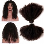 You May 360 Lace Frontal Band Frontal Afro Kinky Curly Brazilian Virgin Hair Lace Frontals with Two Bundles