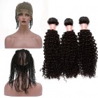 You May 360 Frontal Closure With 3 Bundles Brazilian Virgin Hair Kinky Curly 360 Lace Band Frontal Closure