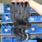 You May Natural Color Body Wave Peruvian Virgin Hair Three Part Lace Closure 4x4inches