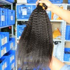You May Natural Color Peruvian Virgin Human Hair Kinky Straight Hair Weave 3 Bundles
