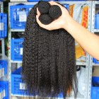 You May European Virgin Human Hair Kinky Straight Hair Weave Natural Color 3 Bundles