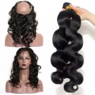 You May 360 Lace Frontal Band Body Wave Brazilian Virgin Hair Lace Frontals Natural Hairline with Two Bundles
