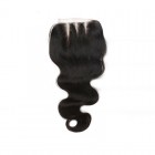 You May Mongolian Virgin Hair Body Wave Free Part Lace Closure 4x4inches Natural Color