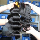 You May Peruvian Virgin Hair Body Wave 4X4inches Middle Part Silk Base Closure with 3pcs Weaves
