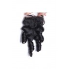 You May Brazilian Virgin Hair Bouncy Curl Funmi Hair Free Part Lace Closure 4x4inches Natural Color