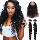 You May 360 Lace Frontal Band Loose Wave Brazilian Virgin Hair Lace Frontals Natural Hairline with Two Bundles