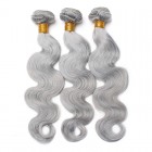 You May Color Platinum Grey Body Wave Brazilian Virgin Hair Weaves 3pcs Buddles