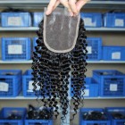 You May European Virgin Hair Kinky Curly Three Part Lace Closure 4x4inches Natural Color 