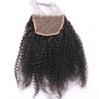 You May Mongolian Virgin Hair Afro Kinky Curly Three Part Lace Closure 4x4inches Natural Color
