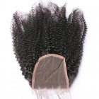 You May Indian Remy Hair Afro Kinky Curly Three Part Lace Closure 4x4inches Natural Color