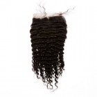 You May Mongolian Virgin Hair Kinky Curly Three Part Lace Closure 4x4inches Natural Color
