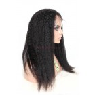 You May Natural Color Indian Remy Human Hair Wigs Kinky Straight Silk Top Lace Wigs