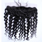 You May Natural Color Deep Wave Brazilian Virgin Hair Silk Base Lace Frontal Closure 13x4inches
