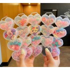 YOU MAY-200Pcs/Set Heart-Boxed Girl Color Elastic Hair Band Rubber Band Child Cute Cartoon Star Flower Small Hair Claw Hairpin Headdress