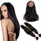 You May 360 Lace Frontal Band with 2 Bundles Brazilian Virgin Hair Straight 360 Circle Lace Frontal