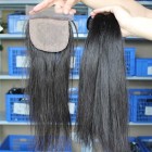 You May Brazilian Virgin Hair Straight 4X4inches Middle Part Silk Base Closure with 3pcs Weaves