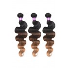 You May Body Wave Virgin Human Hair  Ombre Hair Weave Color 1b/#4/#27 3 Bundles