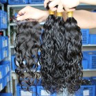 You May Malaysian Virgin Hair Wet Water Wave Three Part Lace Closure with 3pcs Weaves