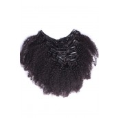 You May Afro Kinky Curly Mongolian Virgin Hair Clip In Human Hair Extensions Natural Color