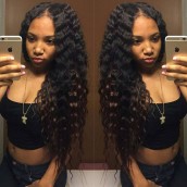 You May Natural Color High Quality 100% Brazilian Virgin Human Hair Wig Deep Wave Lace Front Wigs
