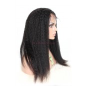 You May Natural Color Indian Remy Human Hair Wigs Kinky Straight Silk Top Lace Wigs