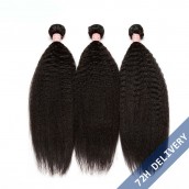 You May Natural Color Kinky Straight Brazilian Virgin Human Hair Extensions Weave 3 Bundles