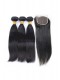 Peruvian Virgin Hair Silky Straight Three Part Lace Closure with 3pcs Weaves