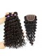 Peruvian Virgin Hair Deep Wave Hair Extensions Free Part Lace Closure with 3pcs Weaves