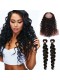 360 Lace Frontal Band Loose Wave Brazilian Virgin Hair Lace Frontals Natural Hairline with Two Bundles