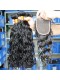 Mongolian Virgin Hair Wet Water Wave Three Part Lace Closure with 3pcs Weaves