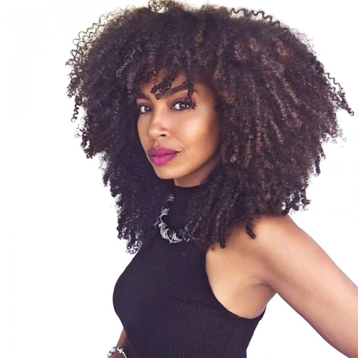 Natural Color Mongolian Afro Kinky Curly Virgin Human Hair Weave 3